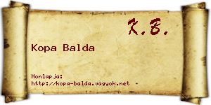 Kopa Balda névjegykártya